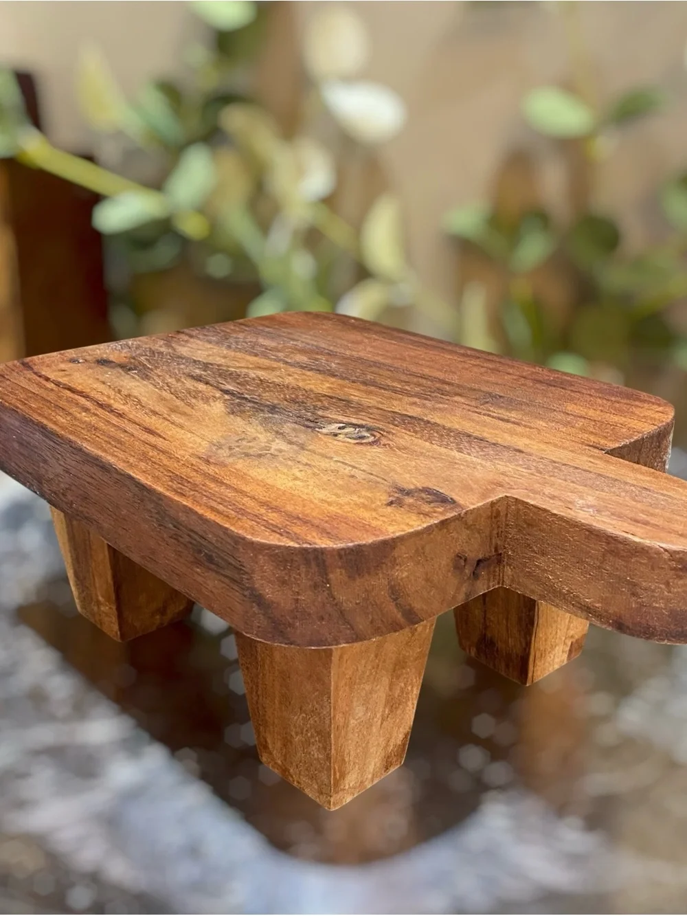 Vintage Thick Wood Footed Charcuterie Board Tray Cheese Appetizers